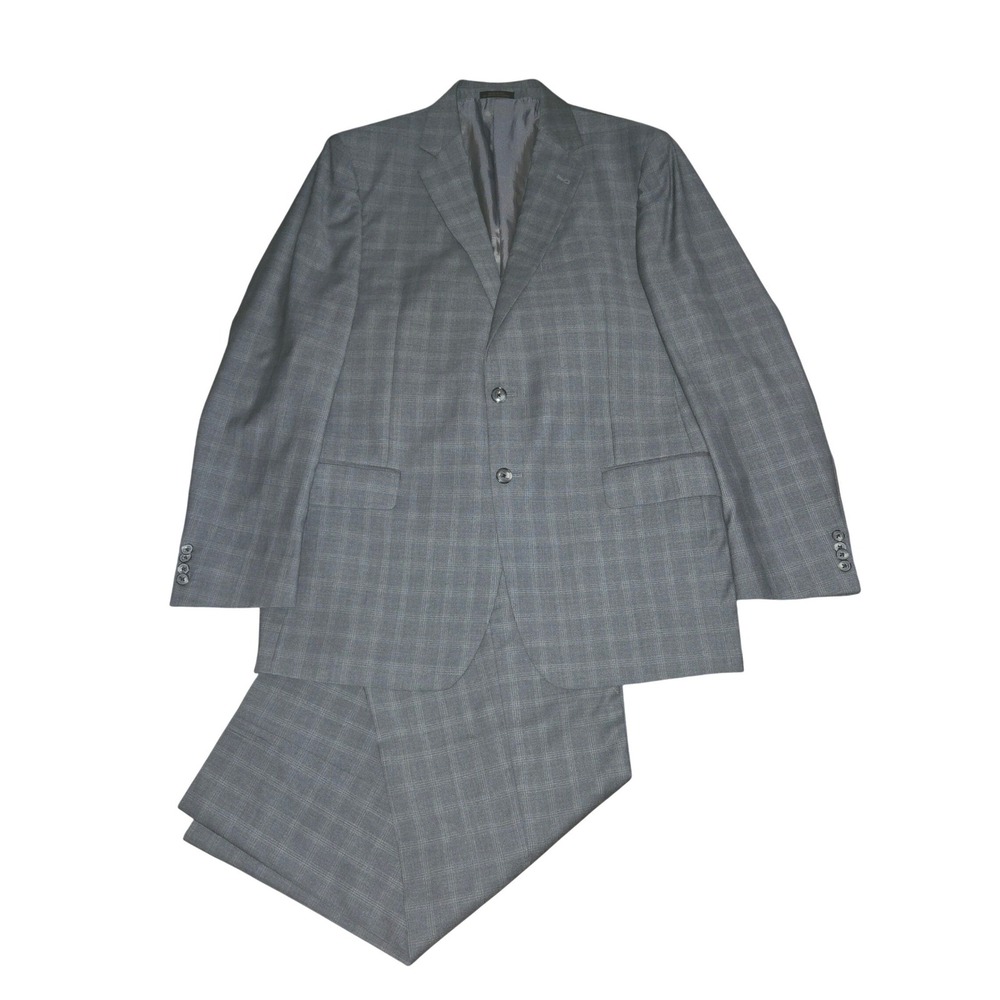 Jos. A.‎ Bank Reserve Two Piece Suit Mens 42L W36X31 Grey Plaid Super 120s Wool
